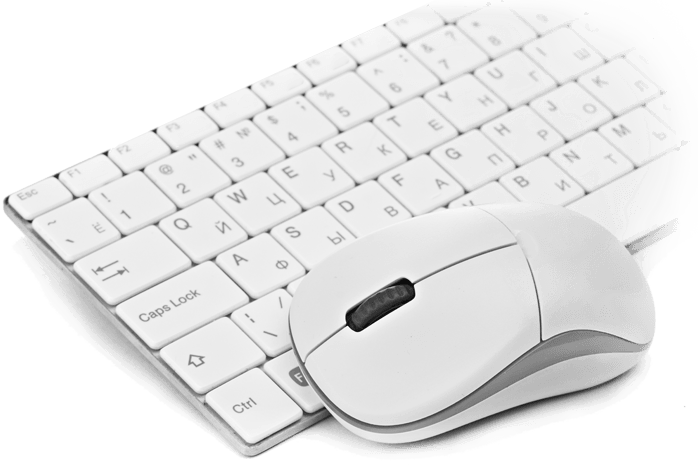 mouse and keyboard in white